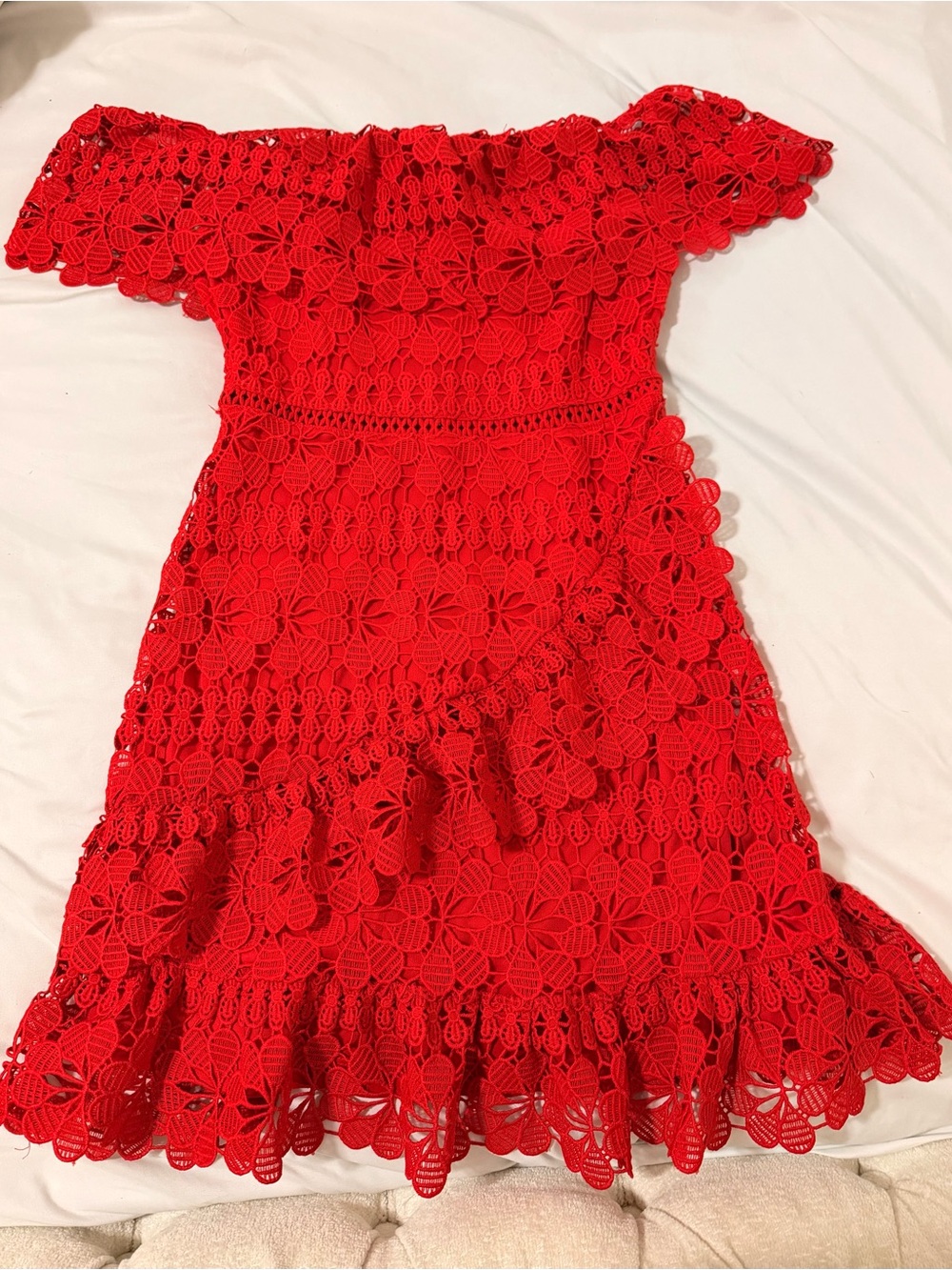 Windsor Red Floral Lace Off-Shoulder Party Dress